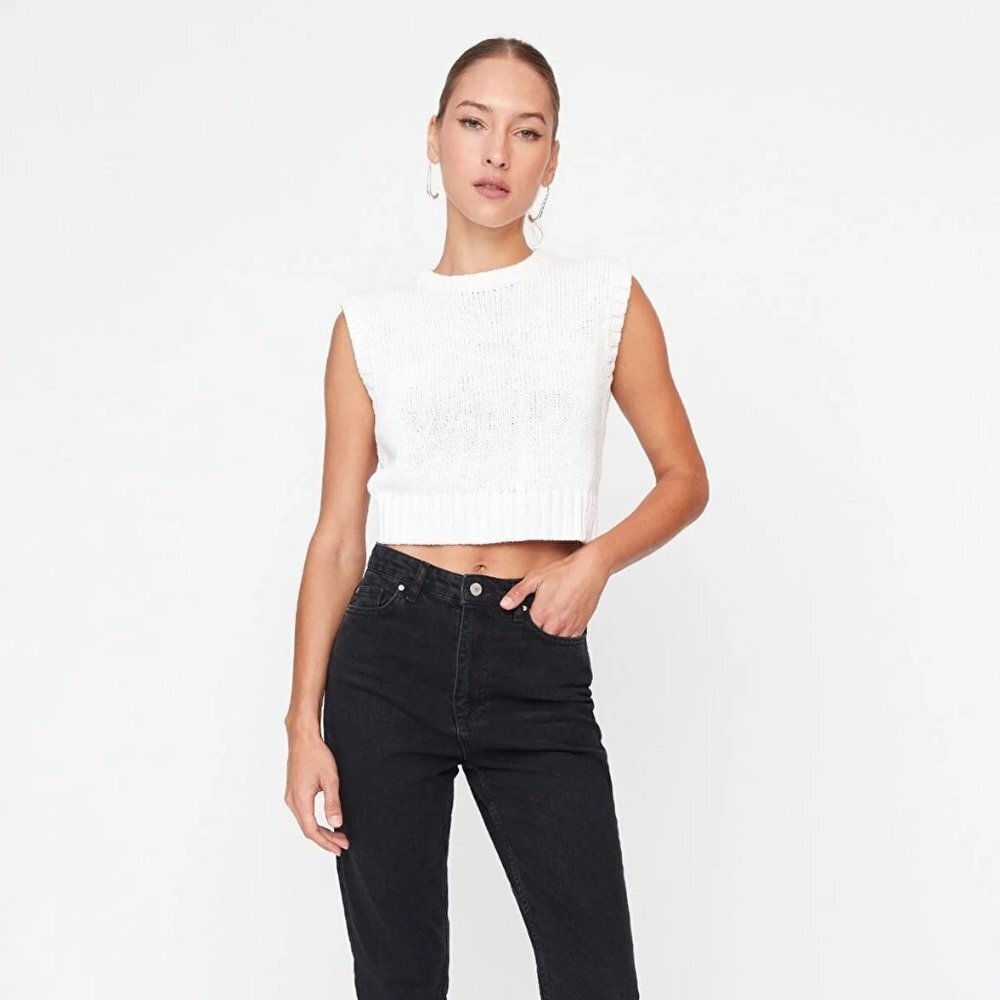 Trendyol MİLLA Black Washed High Waist Mom Jeans Black